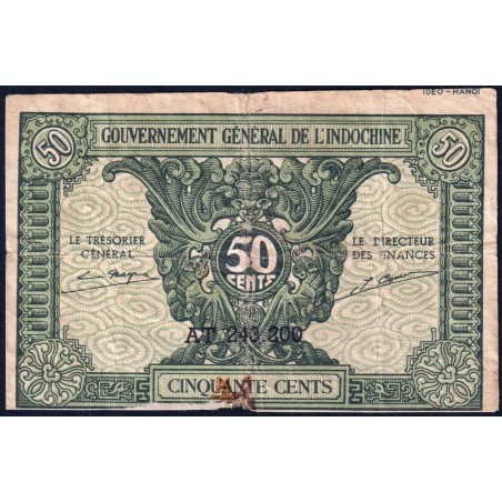 Indochine Française - Pick 91a_1 - 50 cents - Série AT - 1944 - Etat : TB-