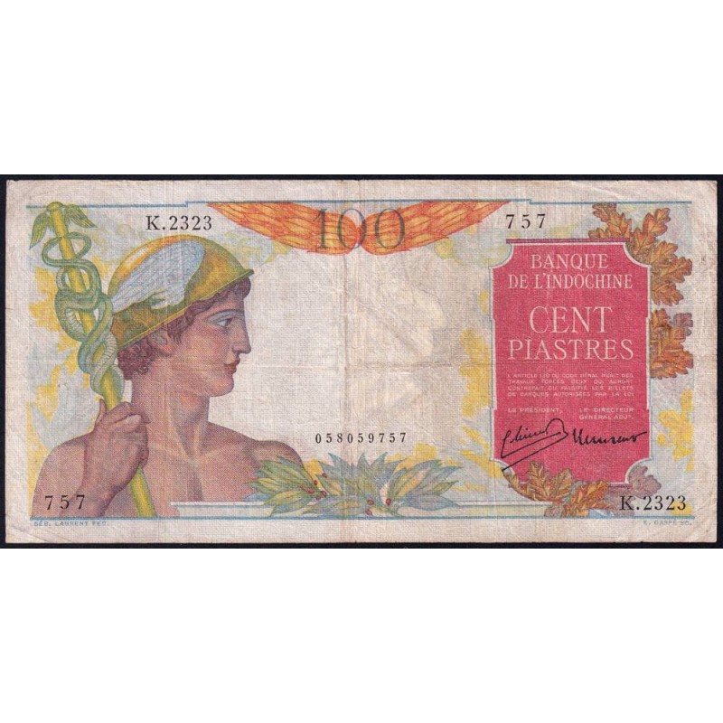 Indochine Française - Pick 82b - 100 piastres - Série K.2323 - 1949 - Etat : TB