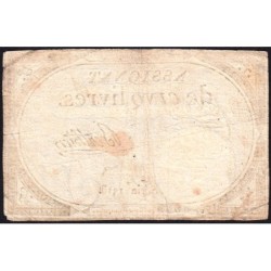 Assignat 46a - 5 livres - 10 brumaire an 2 - Signature 14- Etat : TB