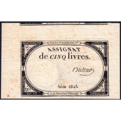 Assignat 46a - 5 livres - 10 brumaire an 2 - Signature 38 - Etat : TTB