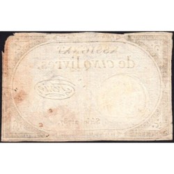 Assignat 46a - 5 livres - 10 brumaire an 2 - Signature 44 - Etat : TB