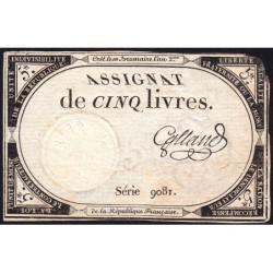 Assignat 46a - 5 livres - 10 brumaire an 2 - Signature 48 - Etat : TB