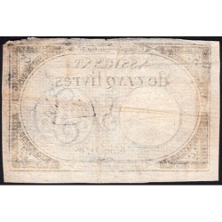 Assignat 46a - 5 livres - 10 brumaire an 2 - Signature 74 - Etat : TTB-