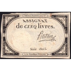 Assignat 46a - 5 livres - 10 brumaire an 2 - Signature 83 - Etat : TB+