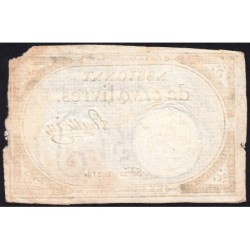 Assignat 46a - 5 livres - 10 brumaire an 2 - Signature 87 - Etat : B+