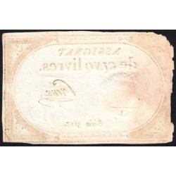 Assignat 46a - 5 livres - 10 brumaire an 2 - Signature 88 - Etat : B+