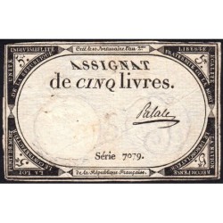 Assignat 46a - 5 livres - 10 brumaire an 2 - Signature 82 - Etat : TTB-