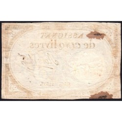 Assignat 46a - 5 livres - 10 brumaire an 2 - Signature 92 - Etat : TB
