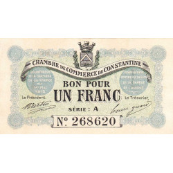 Algérie - Constantine 140-2b - 1 franc - Série A - 01/05/1915 - Etat : SUP