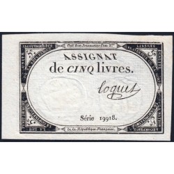 Assignat 46a - 5 livres - 10 brumaire an 2 - Signature 72 - Etat : pr.NEUF
