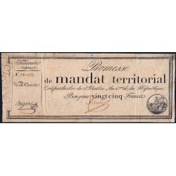 Promesse de mandat 59a - 25 francs - 28 ventôse an 4 - Sans série - Etat : TTB-