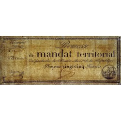 Promesse de mandat 59a - 25 francs - 28 ventôse an 4 - Sans série - Etat : TTB-