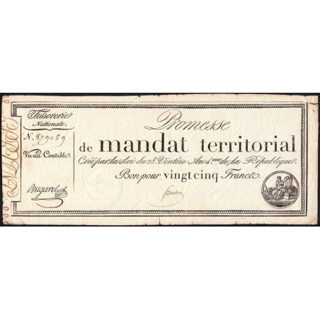 Promesse de mandat 59a - 25 francs - 28 ventôse an 4 - Sans série - Etat : TTB-