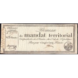 Promesse de mandat 59a - 25 francs - 28 ventôse an 4 - Sans série - Etat : TTB-