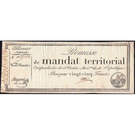 Promesse de mandat 59a - 25 francs - 28 ventôse an 4 - Sans série - Etat : TTB-