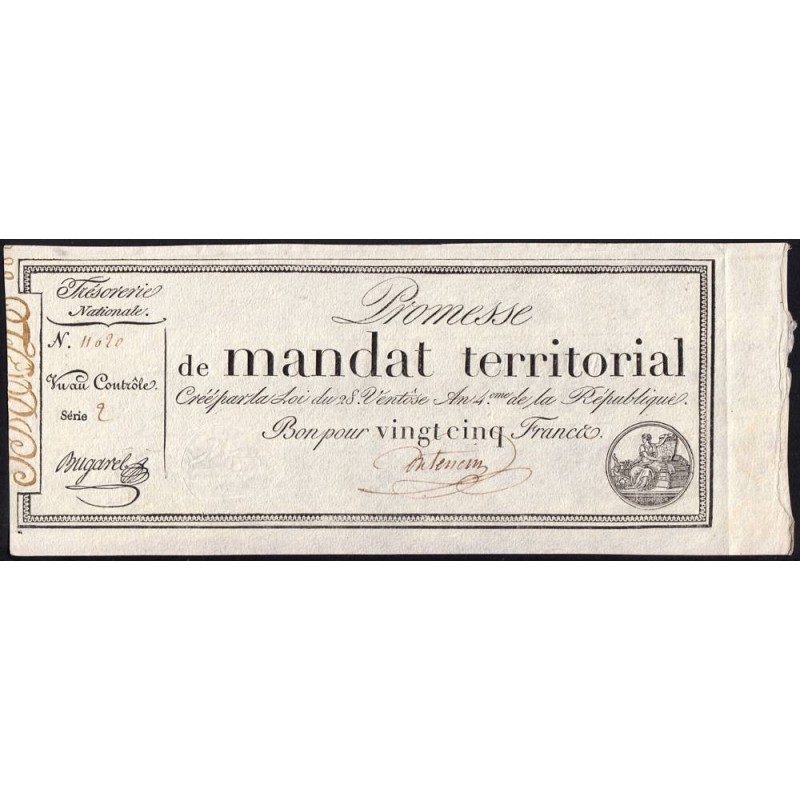 Promesse de mandat 59b - 25 francs - 28 ventôse an 4 - Série 2 - Etat : SUP+