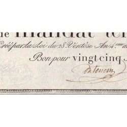 Promesse de mandat 59b - 25 francs - 28 ventôse an 4 - Série 2 - Etat : SUP+