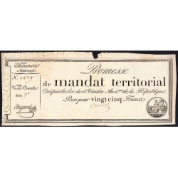 Promesse de mandat 59b - 25 francs - 28 ventôse an 4 - Série 3 - Etat : TB