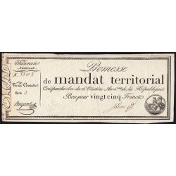 Promesse de mandat 59b - 25 francs - 28 ventôse an 4 - Série 3 - Etat : TTB