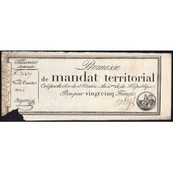 Promesse de mandat 59b - 25 francs - 28 ventôse an 4 - Série 6 - Etat : B+