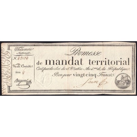 Promesse de mandat 59b - 25 francs - 28 ventôse an 4 - Série 6 - Etat : SUP