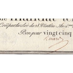 Promesse de mandat 59b - 25 francs - 28 ventôse an 4 - Série 6 - Etat : TTB+