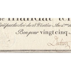 Promesse de mandat 59b - 25 francs - 28 ventôse an 4 - Série 11 - Etat : TTB