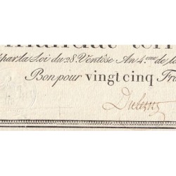 Promesse de mandat 59b - 25 francs - 28 ventôse an 4 - Série 11 - Etat : TTB+