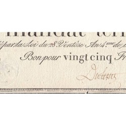 Promesse de mandat 59b - 25 francs - 28 ventôse an 4 - Série 11 - Etat : TTB-