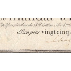 Promesse de mandat 59b - 25 francs - 28 ventôse an 4 - Série 12 - Etat : TTB-
