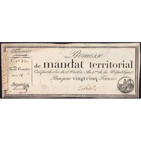 Promesse de mandat 59b - 25 francs - 28 ventôse an 4 - Série 18 - Etat : SUP