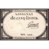 Assignat 46a - 5 livres - 10 brumaire an 2 - Signature 53 - Etat : TTB-