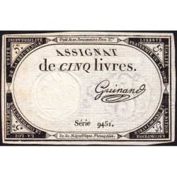 Assignat 46a - 5 livres - 10 brumaire an 2 - Signature 56 - Etat : SUP+