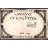 Assignat 46a - 5 livres - 10 brumaire an 2 - Signature 60 - Etat : TTB-