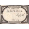 Assignat 46a - 5 livres - 10 brumaire an 2 - Signature 62 - Etat : TTB-