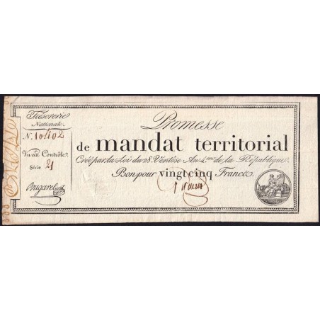 Promesse de mandat 59b - 25 francs - 28 ventôse an 4 - Série 21 - Etat : SUP