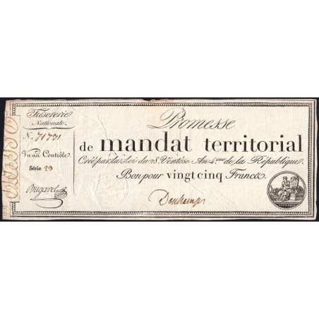 Promesse de mandat 59b - 25 francs - 28 ventôse an 4 - Série 23 - Etat : TB