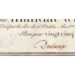 Promesse de mandat 59b - 25 francs - 28 ventôse an 4 - Série 23 - Etat : TTB+