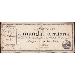 Promesse de mandat 59a - 25 francs - 28 ventôse an 4 - Série 28 - Etat : TTB-