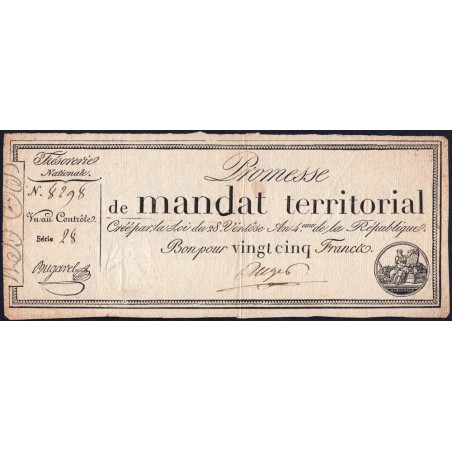 Promesse de mandat 59a - 25 francs - 28 ventôse an 4 - Série 28 - Etat : TTB-