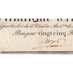 Promesse de mandat 59a - 25 francs - 28 ventôse an 4 - Série 28 - Etat : TTB-