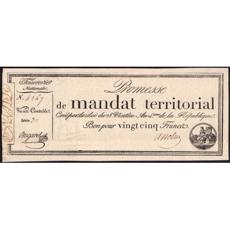 Promesse de mandat 59b - 25 francs - 28 ventôse an 4 - Série 30 - Etat : SPL