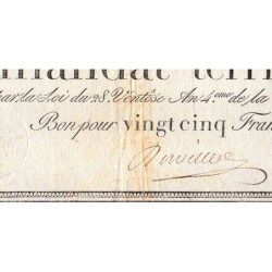 Promesse de mandat 59b - 25 francs - 28 ventôse an 4 - Série 30 - Etat : TTB-