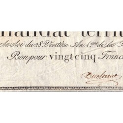Promesse de mandat 59a - 25 francs - 28 ventôse an 4 - Série 32 - Etat : TB+