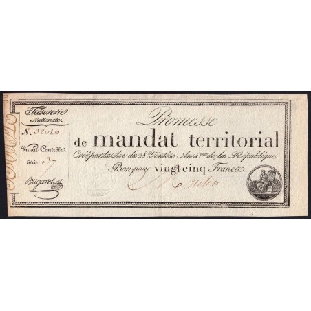 Promesse de mandat 59a - 25 francs - 28 ventôse an 4 - Série 37 - Etat : SUP+