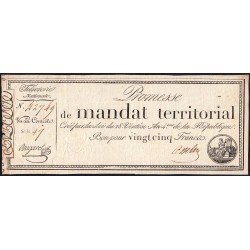 Promesse de mandat 59a - 25 francs - 28 ventôse an 4 - Série 47 - Etat : TB+
