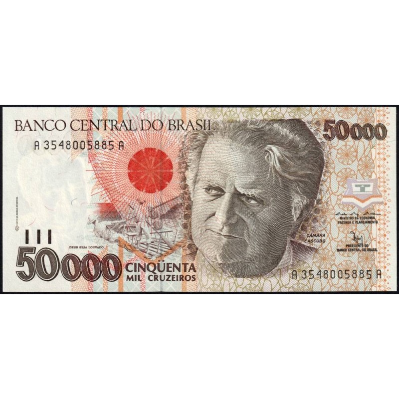 Brésil - Pick 234 - 50'000 cruzeiros - Série AA 3548 - 1992 - Etat : NEUF