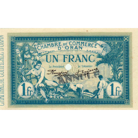 Algérie - Oran 141-10 - 1 franc annulé - 10/11/1915 - Etat : SPL