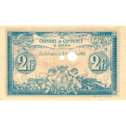 Algérie - Oran 141-16 - 2 francs annulé - 10/11/1915 - Etat : SPL