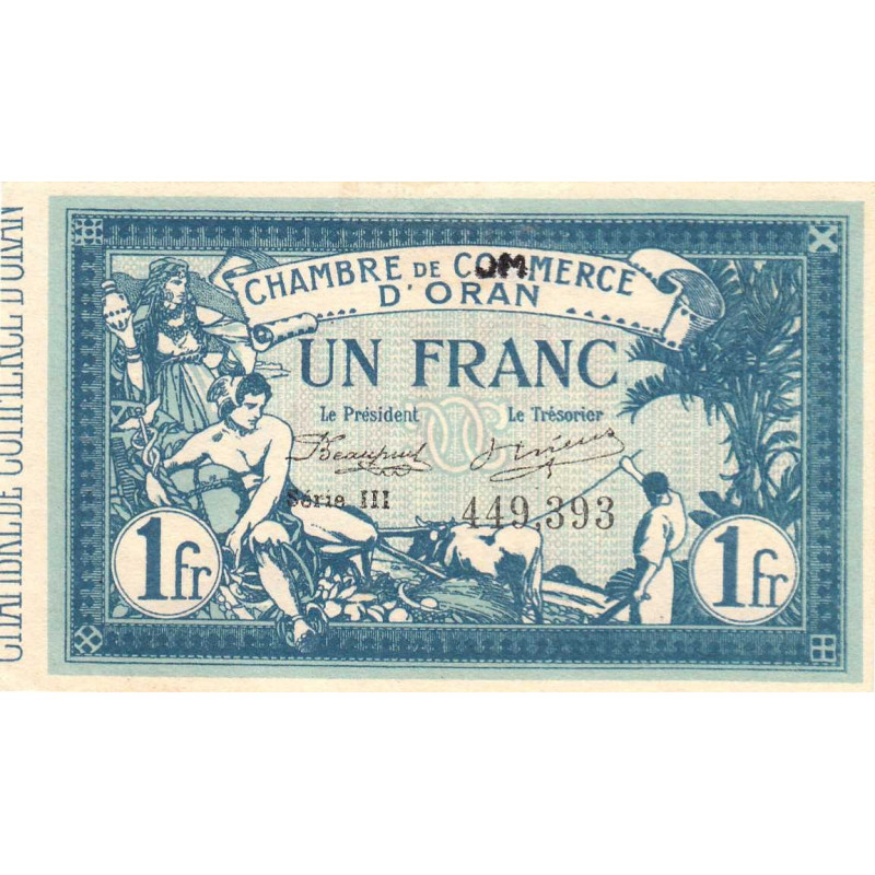 Algérie - Oran 141-20 - 1 franc - Série III - 1918 - Etat : SUP